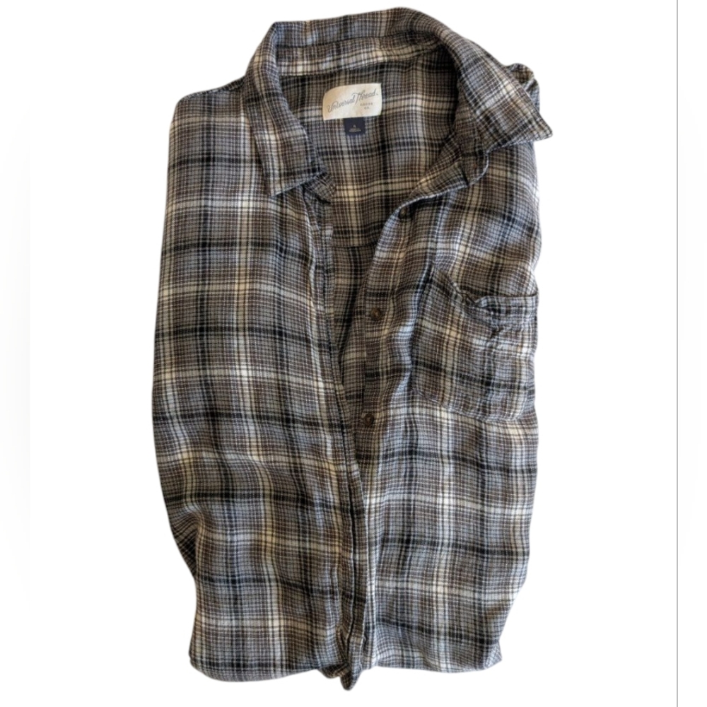 Universal Thread Gray Plaid Button Down Shirt - image 2